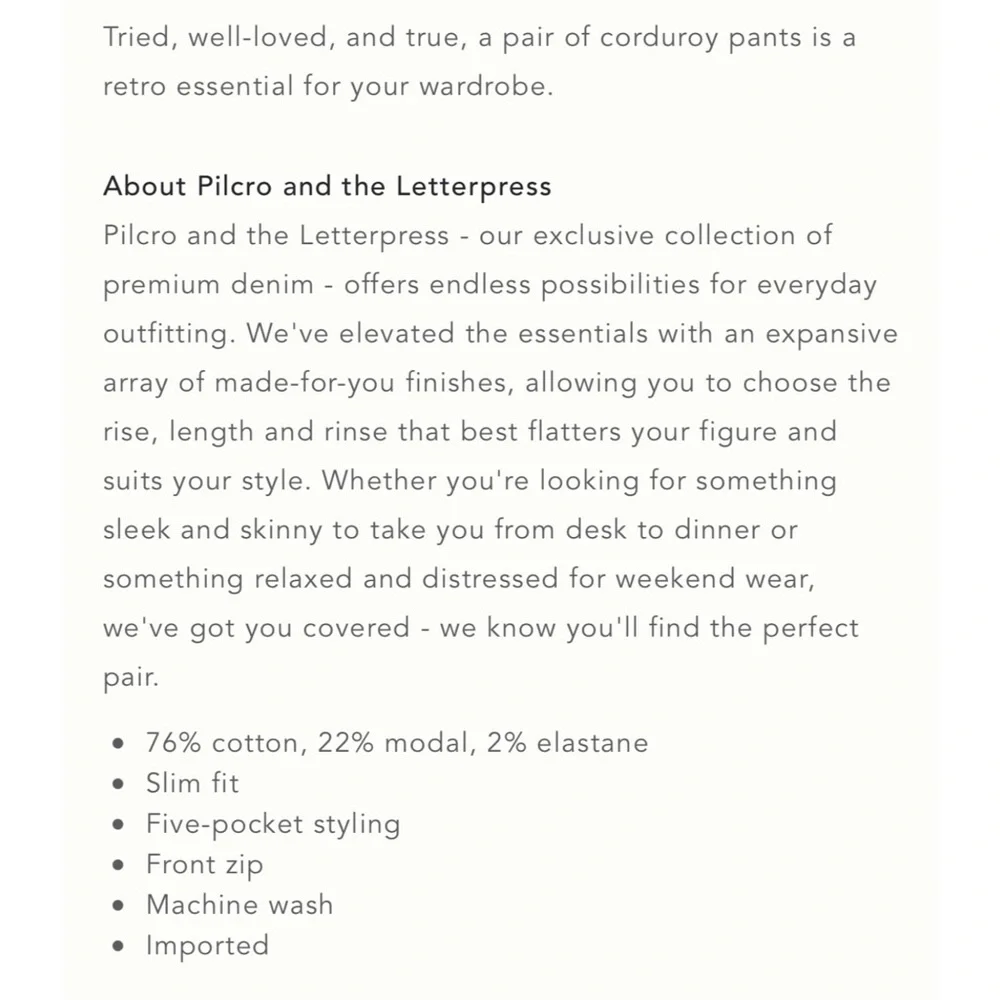 Anthropologie Pilcro High-Rise Slim Boyfriend Corduroy Pants NWT SZ 18W - Picture 15 of 16